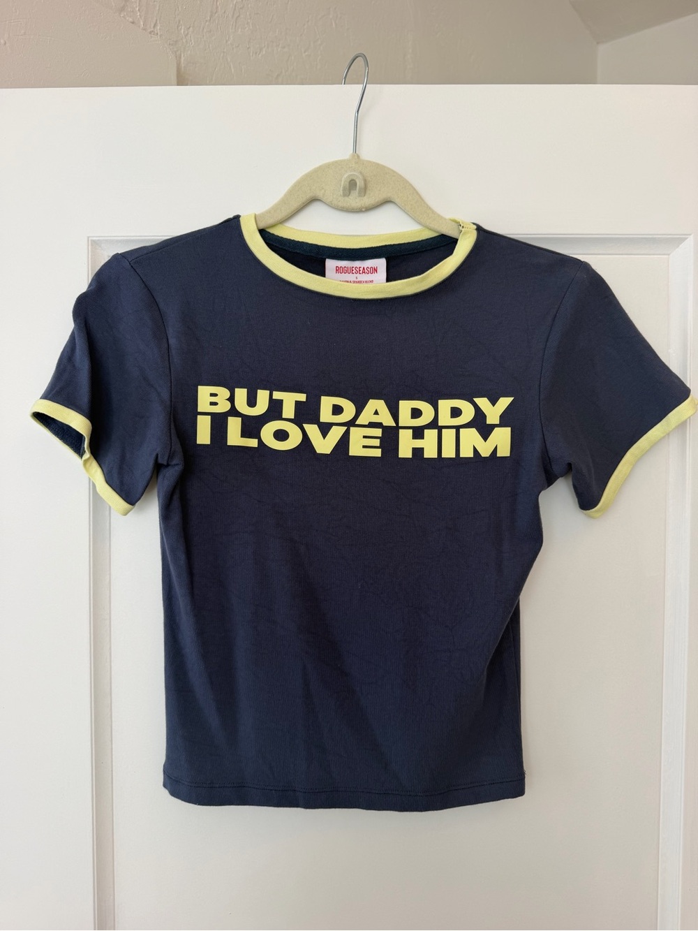 Rouge Season “But Daddy I Love Him" Ringer Tee - Yellow Trim